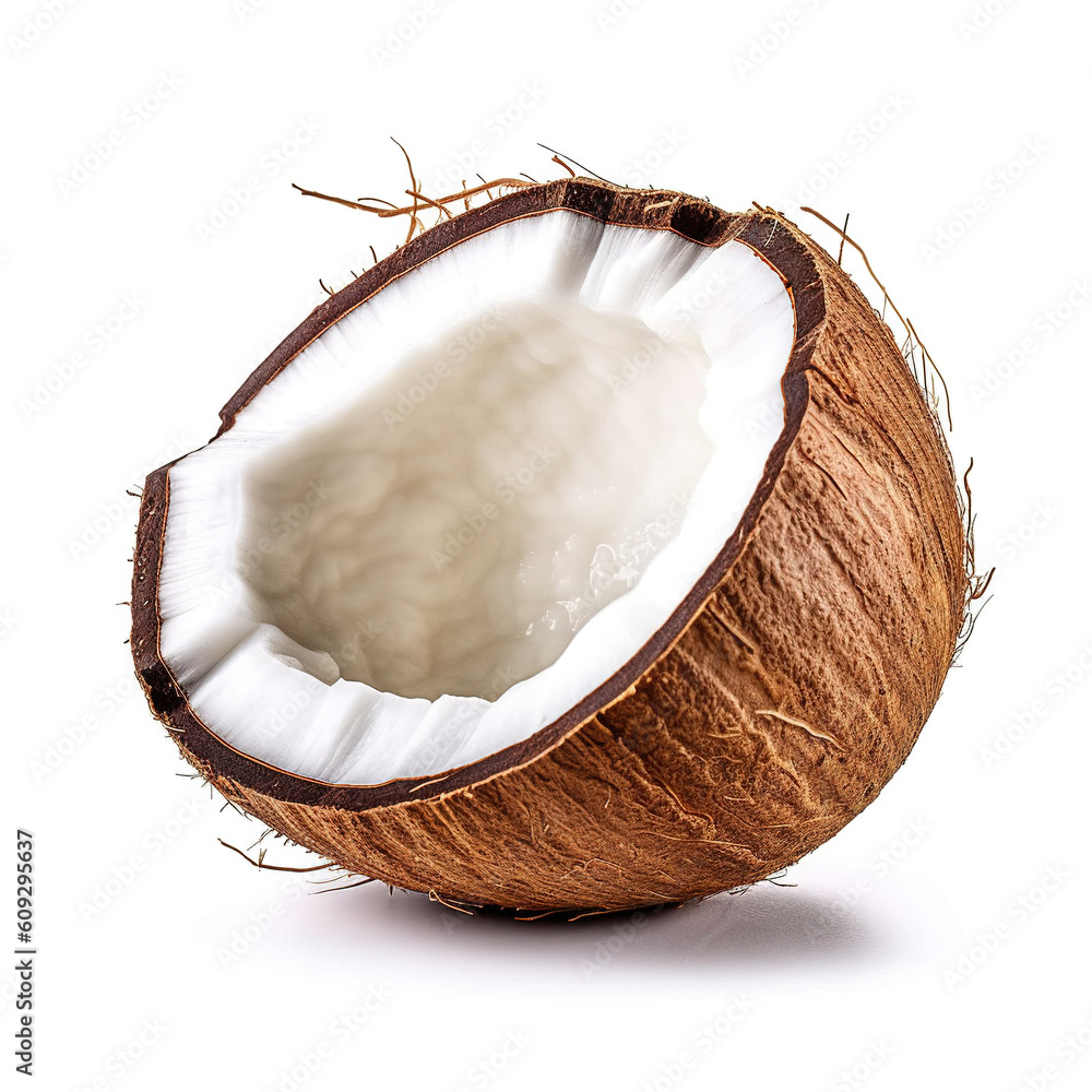 Coconut on white background. Generative AI
