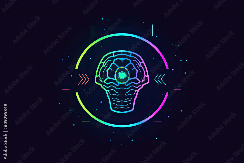 Human head tech logo Circuit board technological brain Artificial intelligence Simple flat design icon.AI Generative Human head tech logo Circuit board technological brain Artificial intelligence Simple flat design icon.AI Generative
