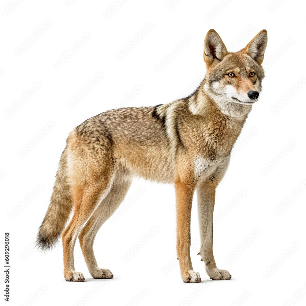 Fototapeta premium Coyote on white background. Generative AI