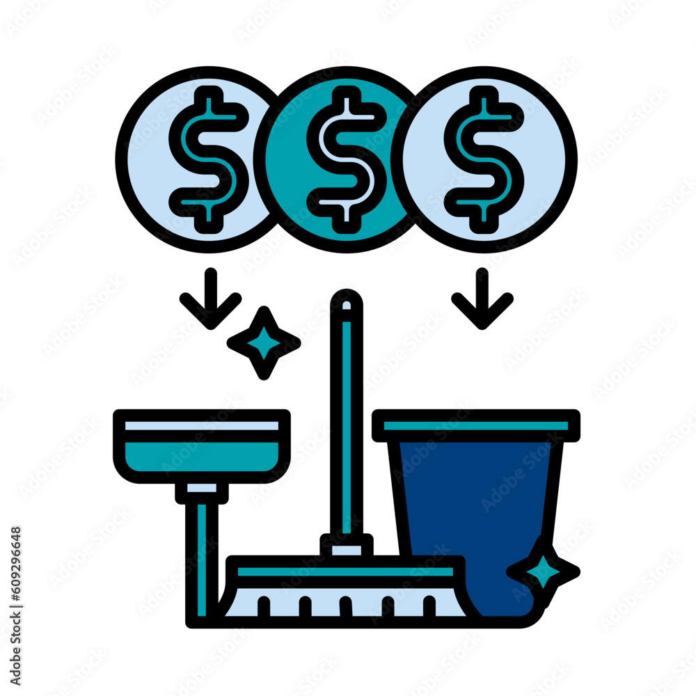 Filled Line Cleaning Cost design vector icon design vector line icon svg Filled Line Cleaning Cost design vector icon design vector line icon svg