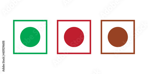 Veg and Non-Vegetarian Symbol. Veg and Non-Vegetarian Symbol. Veg and Non-Veg Icon. Green and Red Signs for Packaged Food and Products. Vector Food Icon Symbol.
