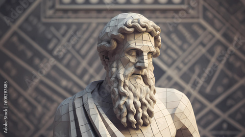 Pythagoras of Samos, mathematician and Greek philosopher. Generative AI. photo