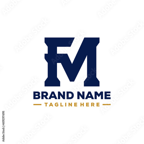 fm f m letter logo design vector