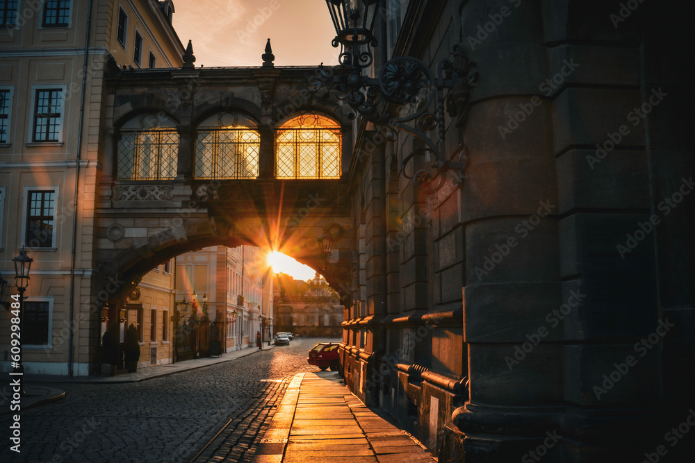 Sunset in the Streets of Dresden, Germany