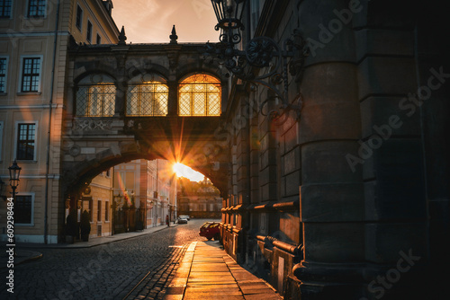 Sunset in the Streets of Dresden  Germany