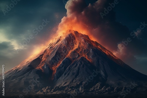 Volcano eruption smoke. Generate Ai
