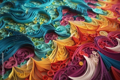 Wavy colored paper. Generate Ai