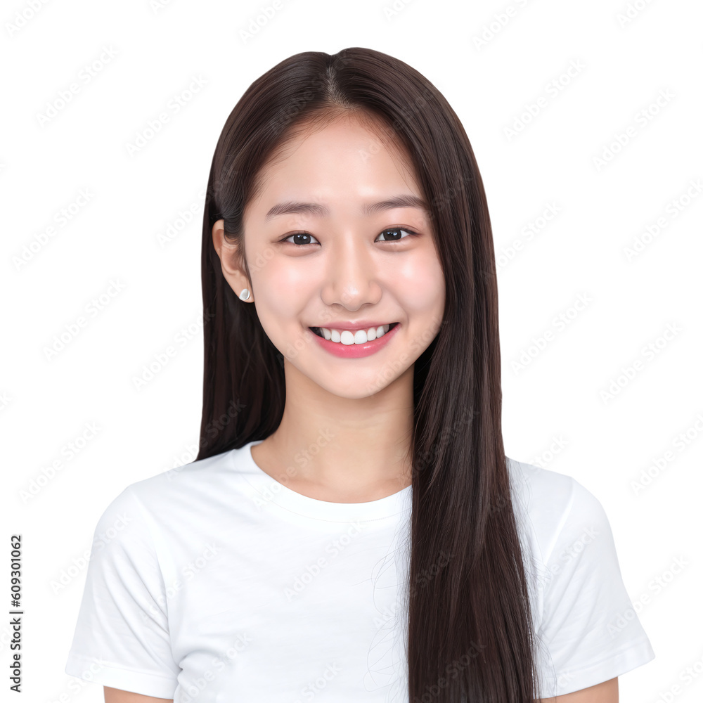 Portrait of a smiling Asian teenager. Generative AI. transparent PNG Portrait of a smiling Asian teenager. Generative AI. transparent PNG