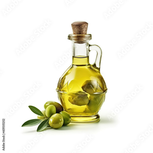 Olives oil on white background. Generative AI