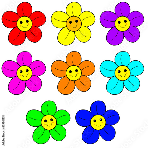 Assorted Colored Happy Flower Collection 8 Pack