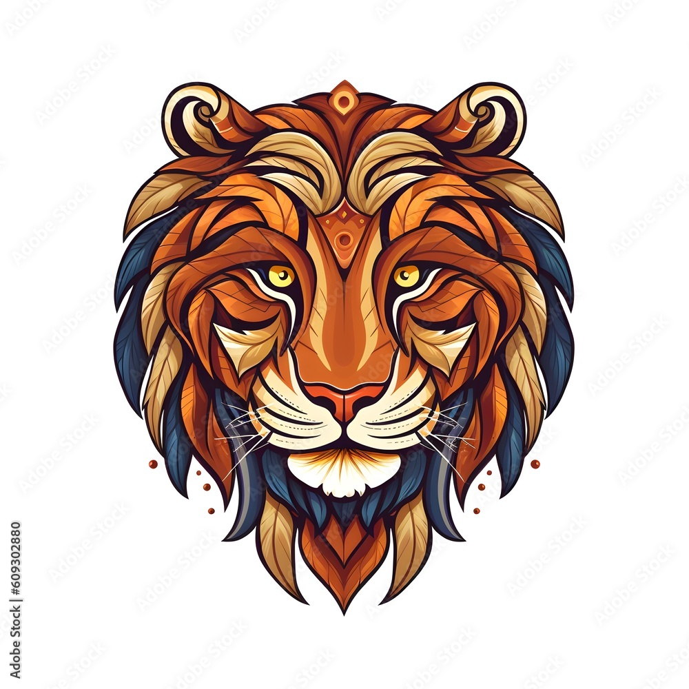 Elegant lion face illustration, AI generated Elegant lion face illustration, AI generated
