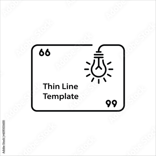 lineart quotation template with lightbulb. flat stroke modern graphic art logotype sticker or title design isolated on white background. concept of metaphor description and minimal eureka sticker