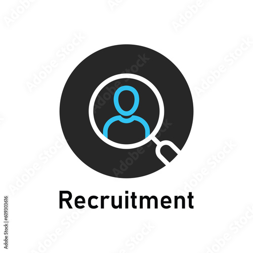 round simple recruitment logo. abstract flat style trend modern unique logotype graphic design isolated on white. concept of wanted labor resources for successful company or leader executive hire