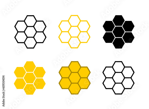 Bee honeycomb set isolated on transparent background. png file vector illustration