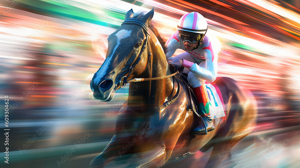 Horse Racing Ride Horse racing as a jockey and their racing horse gallop towards victory ...