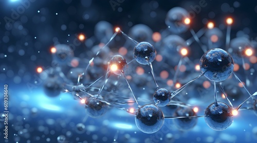 quantum energy physics model of molecules and nuclear energy 3d rendering. generative AI