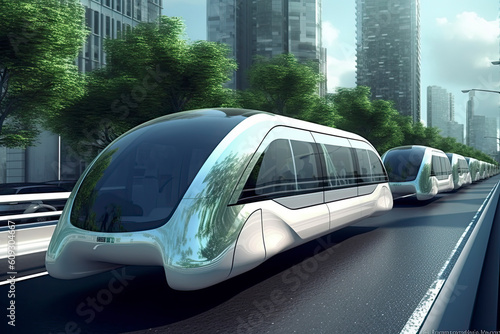 speedly Futuristic monorail train. Sci fi station. Concept of future.AI Generative