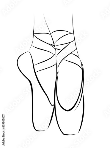 The sketch of ballet pointe shoes.