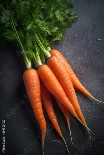 bunch of carrots on dark background