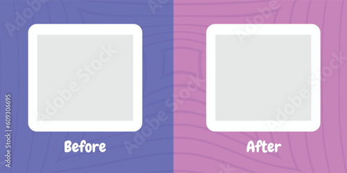 Template before and after background. Comparison card with empty space. Vector illustration