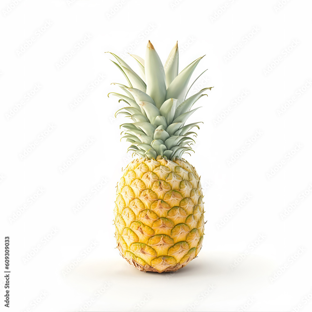 Pineapple on White Background Created with Generative AI Pineapple on White Background Created with Generative AI