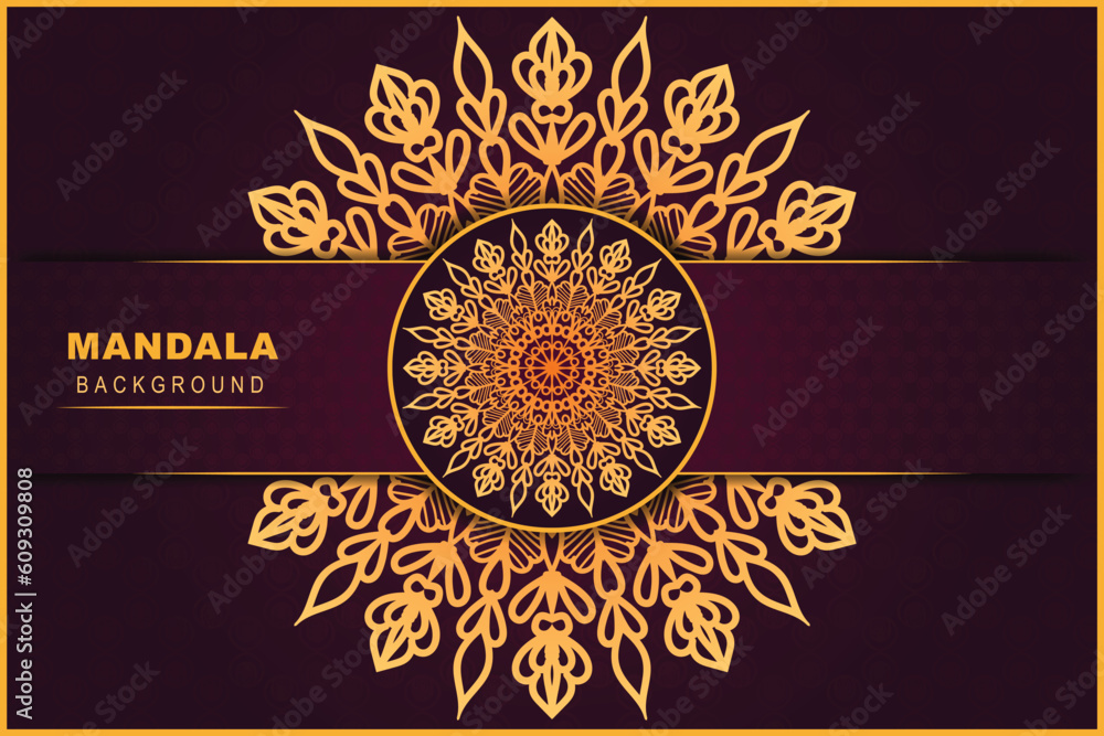 luxury mandala ornamental pattern background design in gold color template.