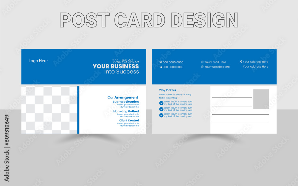 Fototapeta premium Post Card Template Layout Vector Design