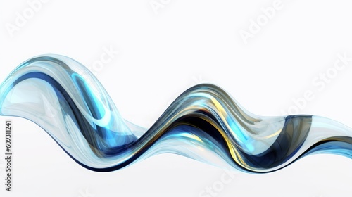 3d render, abstract glass wavy shape isolated on white background. Modern minimal wallpaper, Generative AI