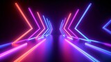 3d render, gradient glowing neon arrows, abstract wide background, direction concept, Generative AI