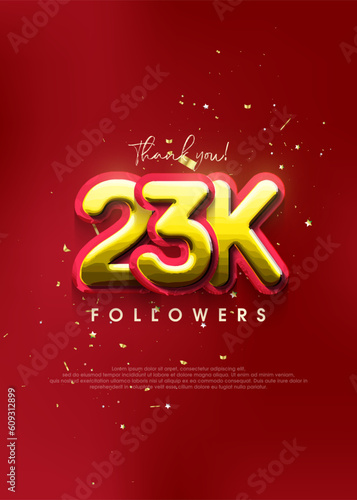 Elegant thanks for 23k followers, design for social media posts. © mororene