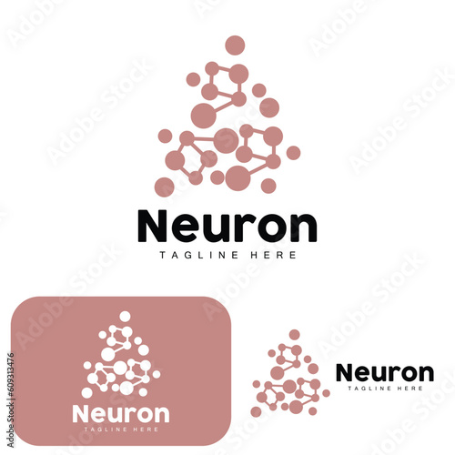 Neuron Logo Design Vector nerve cell illustration Molecular DNA health brand
