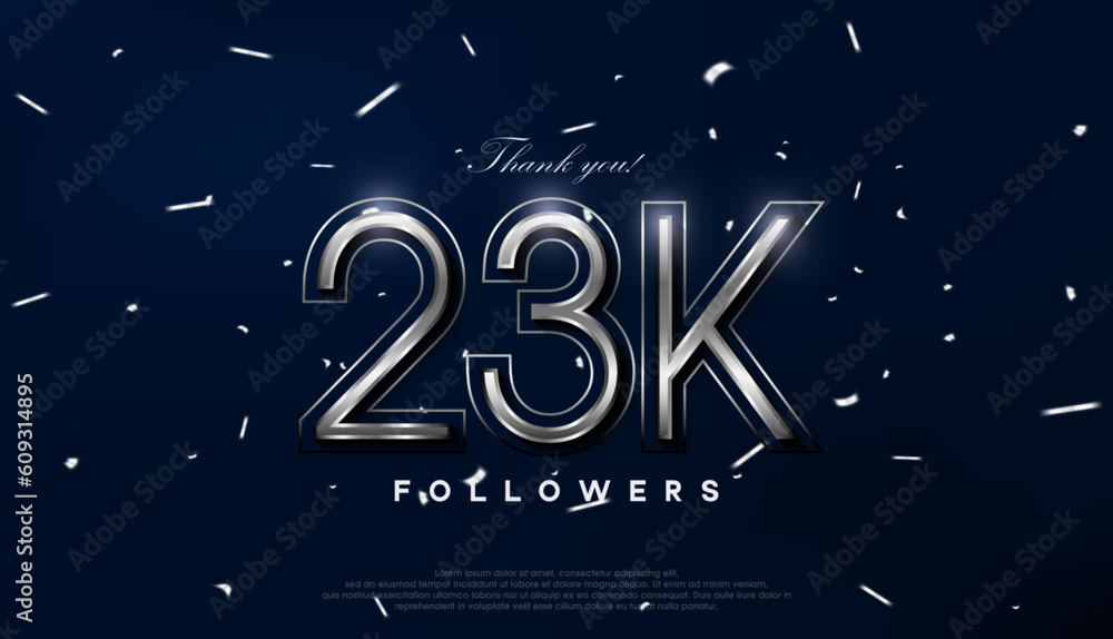 Blue silver design for greeting to 23k followers celebration.