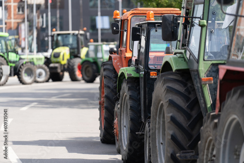 Farmers blocked traffic with tractors during a protest