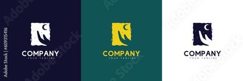 Collections Praying Logo With a Combination of Praying Hands and the Moon at Night.