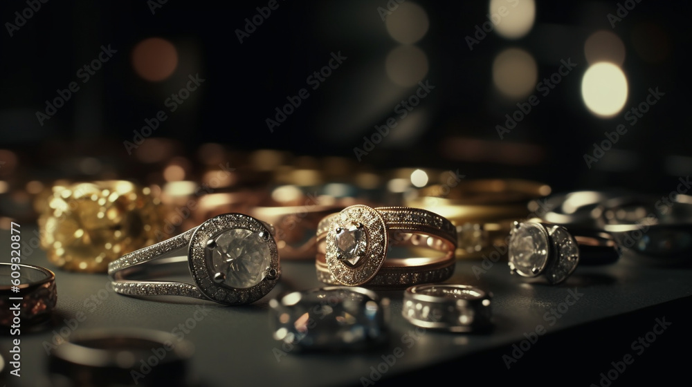 Shiny golden rings minimalist background. Generative AI Shiny golden rings minimalist background. Generative AI