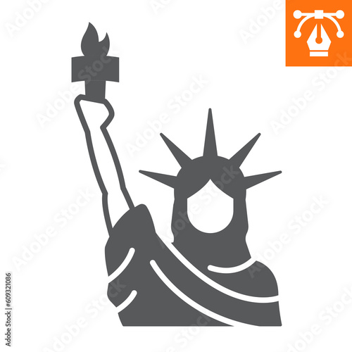 Statue of liberty solid icon, glyph style icon for web site or mobile app, independence day and USA, american statue vector icon, simple vector illustration, vector graphics with editable strokes.