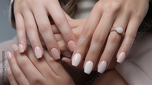 Perfect nail polish manicure on woman s fingers. Generative AI