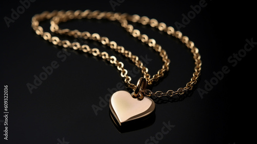 Gold plated heart charm necklace. Generative AI