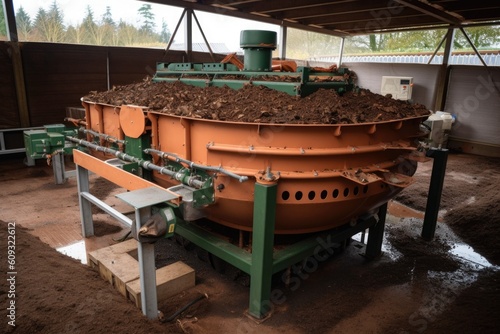 composting system with mechanical turnings device, making it easy to mix and aerate, created with generative ai