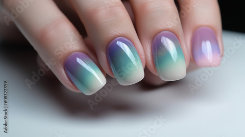 Perfect nail polish manicure on woman s fingers. Generative AI