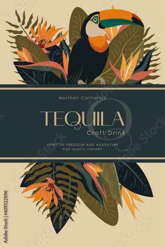 Tequila packaging design, drink bottle design, sticker design