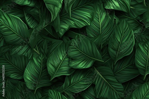 tropical leaf pattern tropical leaf pattern green leaves in the wild pattern pattern tropical leaves. Generative AI