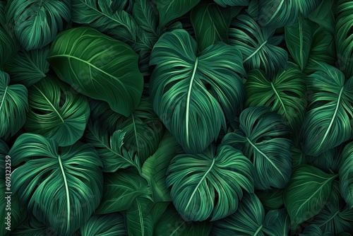 tropical leaf pattern tropical leaf pattern green leaves in the wild pattern pattern tropical leaves. Generative AI