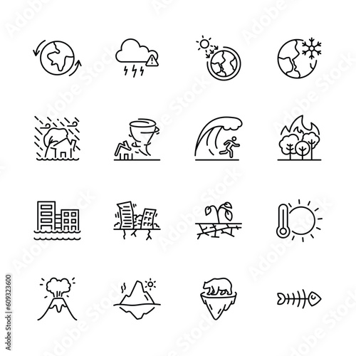 Set of climate change icons, vector illustration
