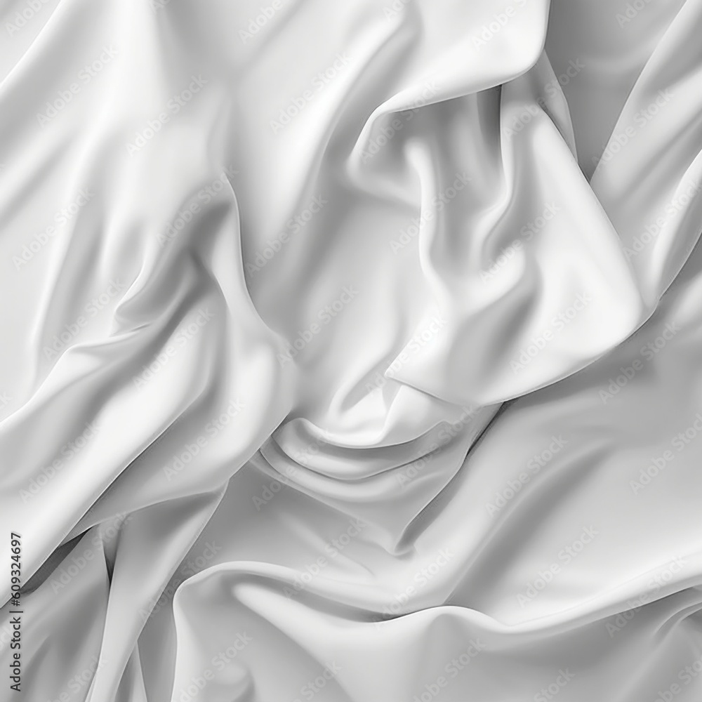Blank white crumpled fabric material, created with generative AI