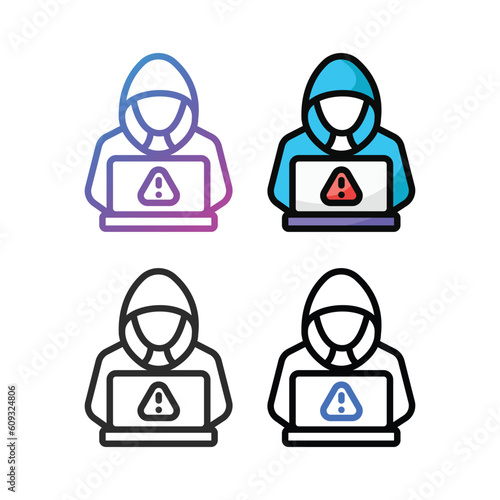 Hacker icon design in four variation color