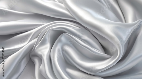 White gray satin texture that is white silver fabric silk panorama background with beautiful soft blur pattern natural. Generative ai.