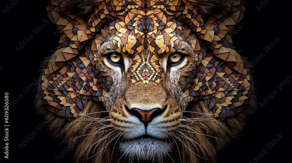 close up of a lion art