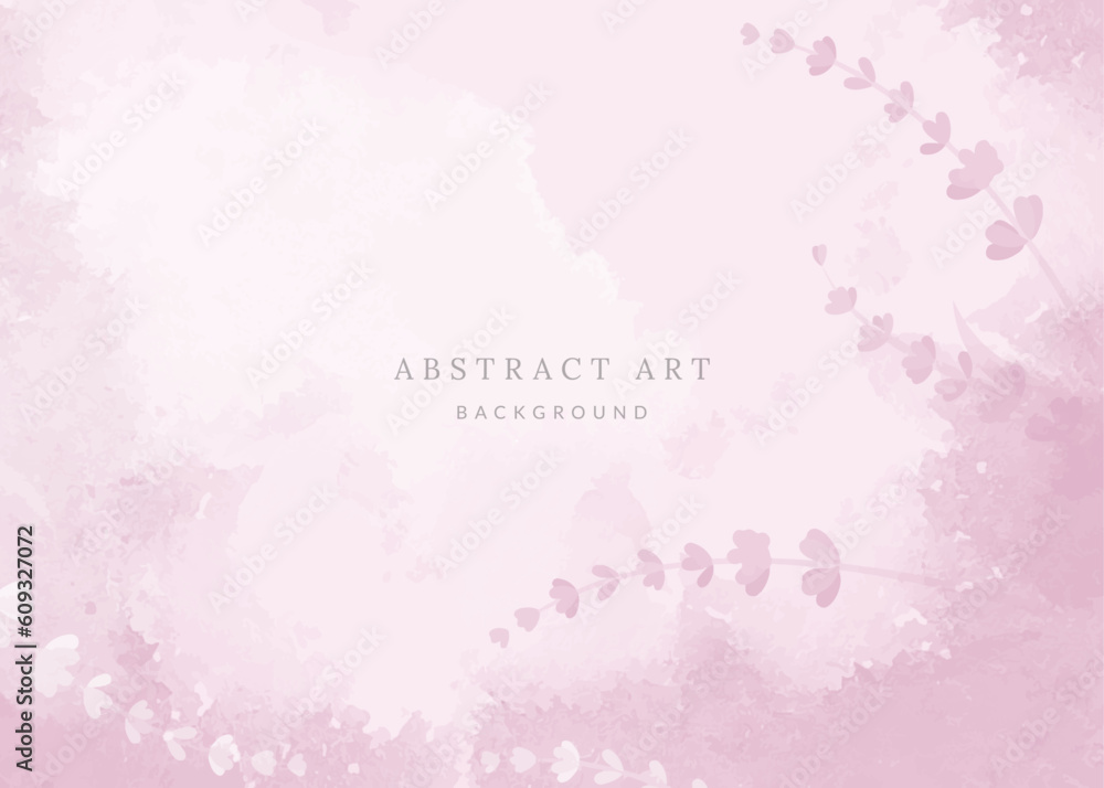 Watercolor artistic floral background with lavender. Good for wedding invitation, greeting card, banner, wallpaper.