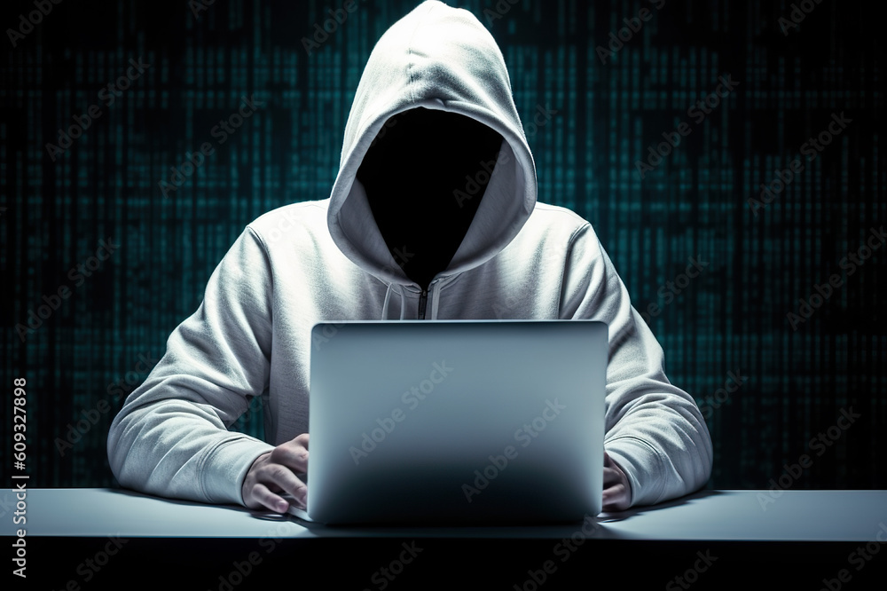 Anonymous Hacker in White Hoodie Embracing Ethical Hacking. created with Generative AI Anonymous Hacker in White Hoodie Embracing Ethical Hacking. created with Generative AI